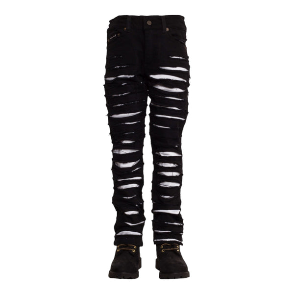 MDB Brand Kid's Dual Color Distressed Stacked Denim Jeans