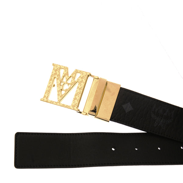 MCM Mena Textured M Reversible Belt 1.5" In Visetos