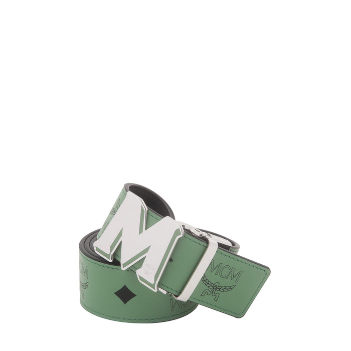 MCM Epoxy M Reversible Belt 1.5" in Color Splash Logo Leather