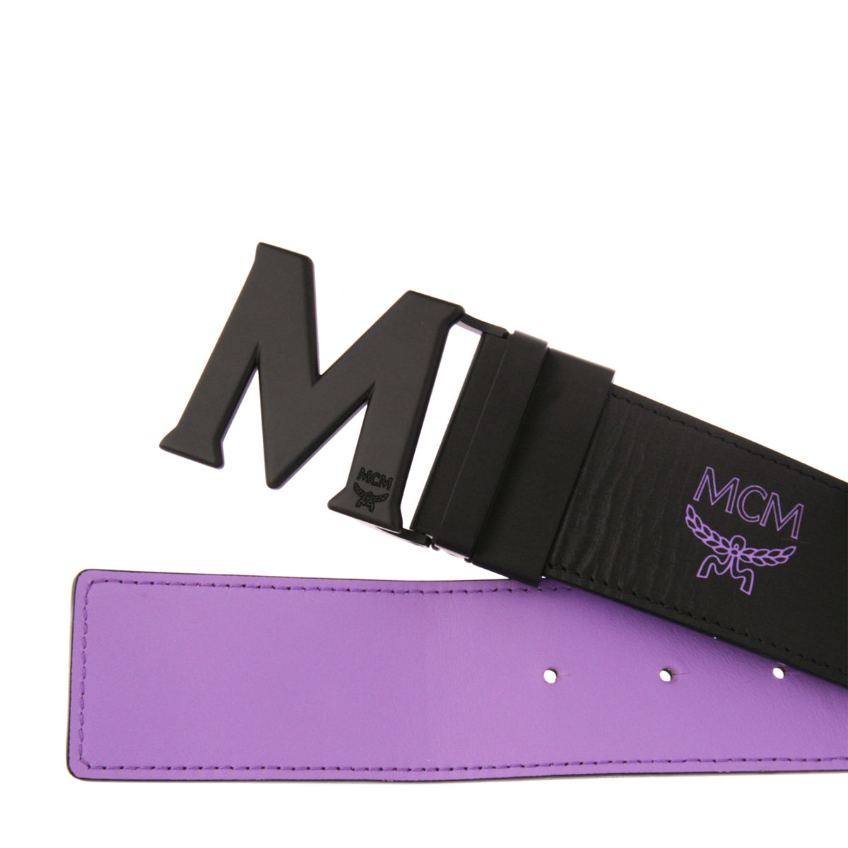 MCM Claus Matte M Reversible 1.75" Belt in Embossed Leather