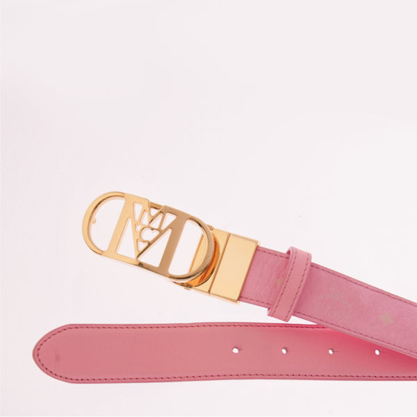 MCM Women's Moda Travia Reversible Belt in Visetos Pink