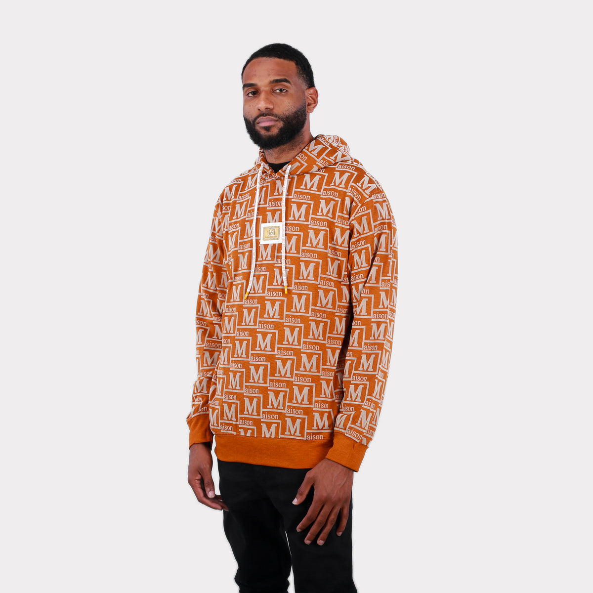 MDB Couture Men's Monogram Woven Hoodie Sweatshirt