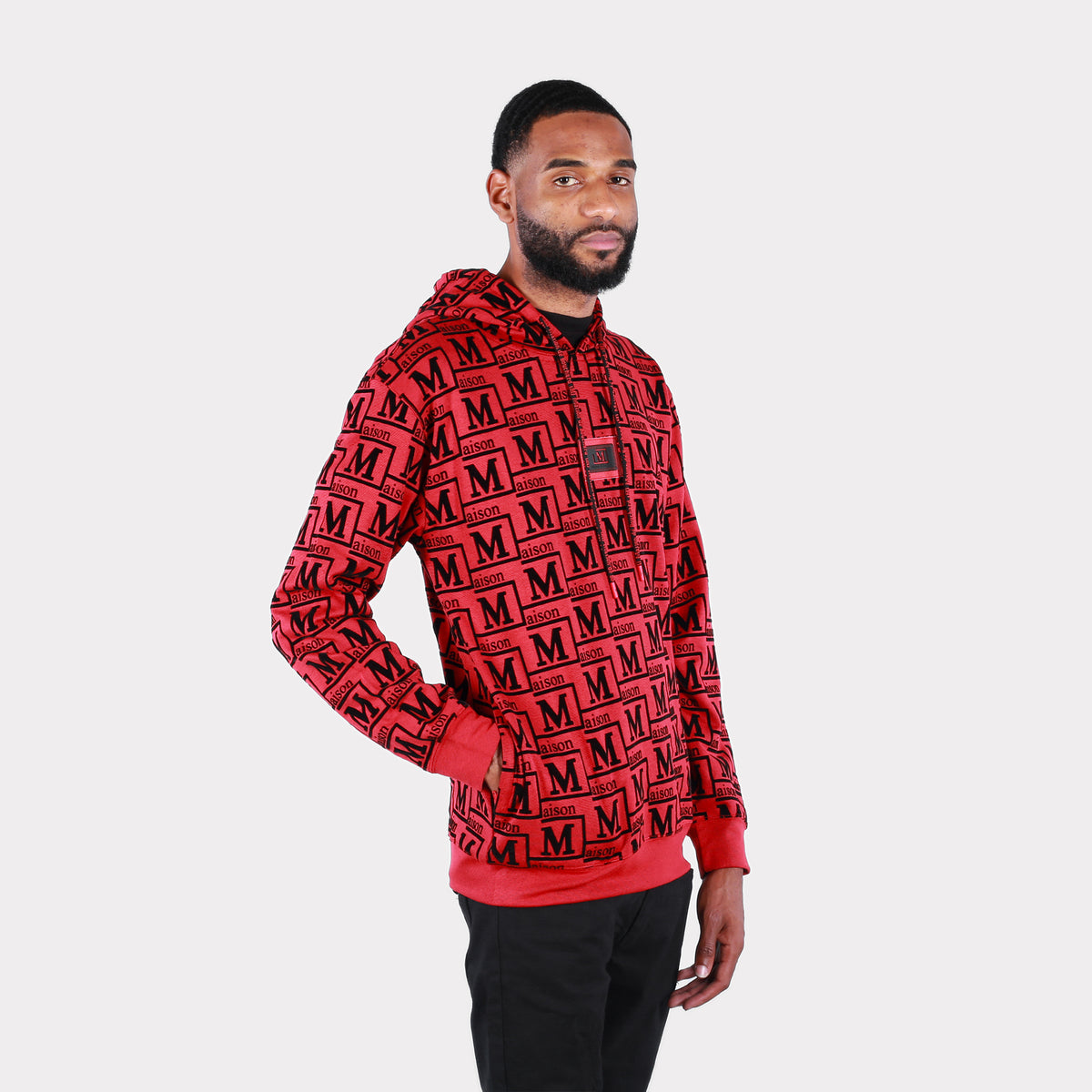 MDB Couture Men's Woven Monogram Hoodie Sweatshirt