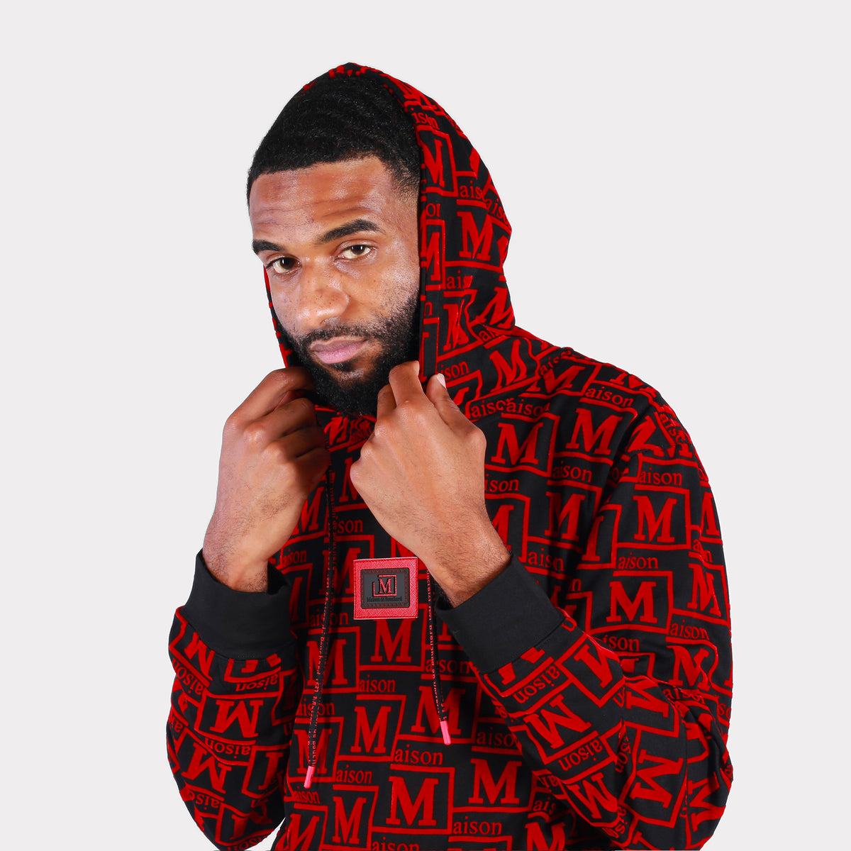 MDB Couture Men's Woven Monogram Hoodie Sweatshirt