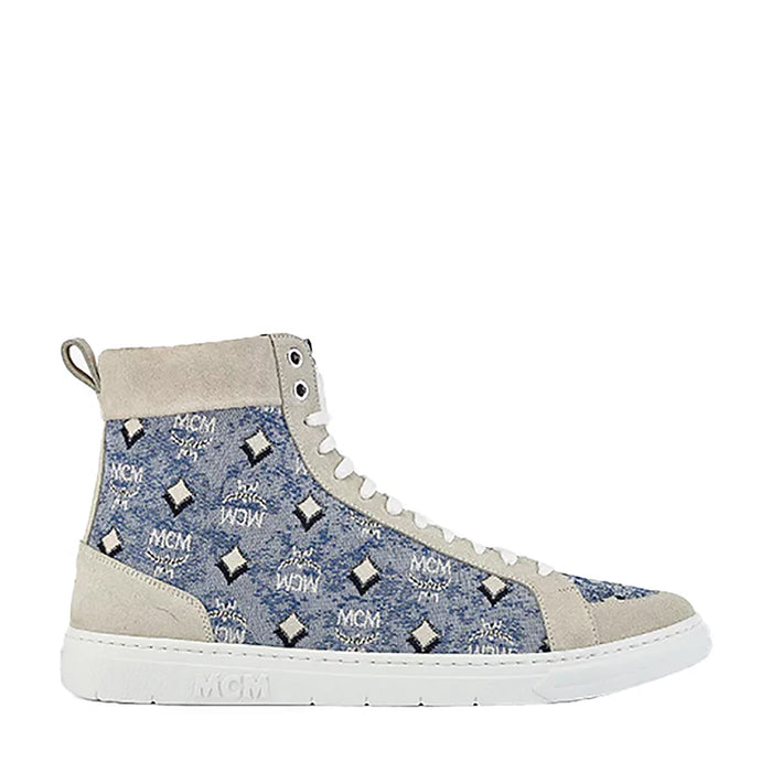 MCM Men's Terrain Hi Sneakers in Vintage Jacquard Monogram