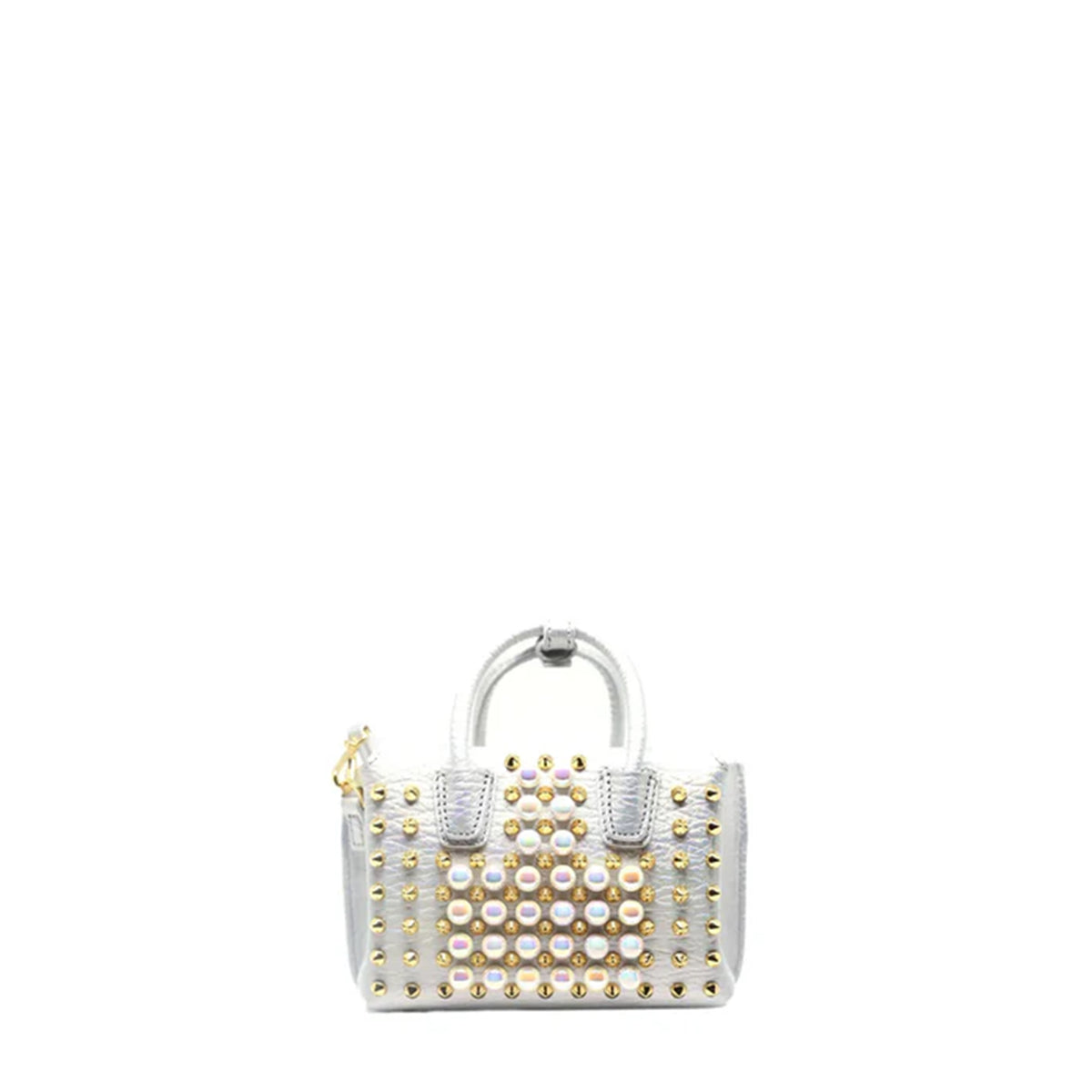 MCM Milla Pearl Studs Tote X Mini in White