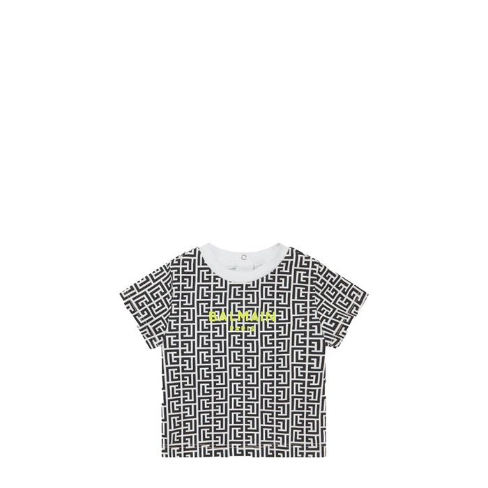 Balmain Kids Toddler's Monogram Logo Short Sleeve T-Shirt