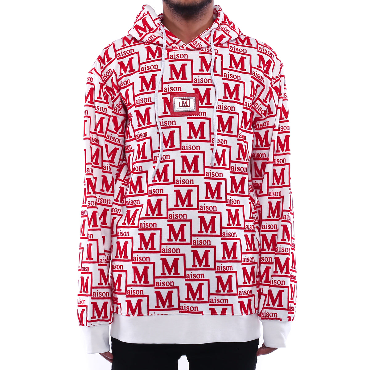 MDB Couture Men's Monogram Woven Hoodie Sweatshirt