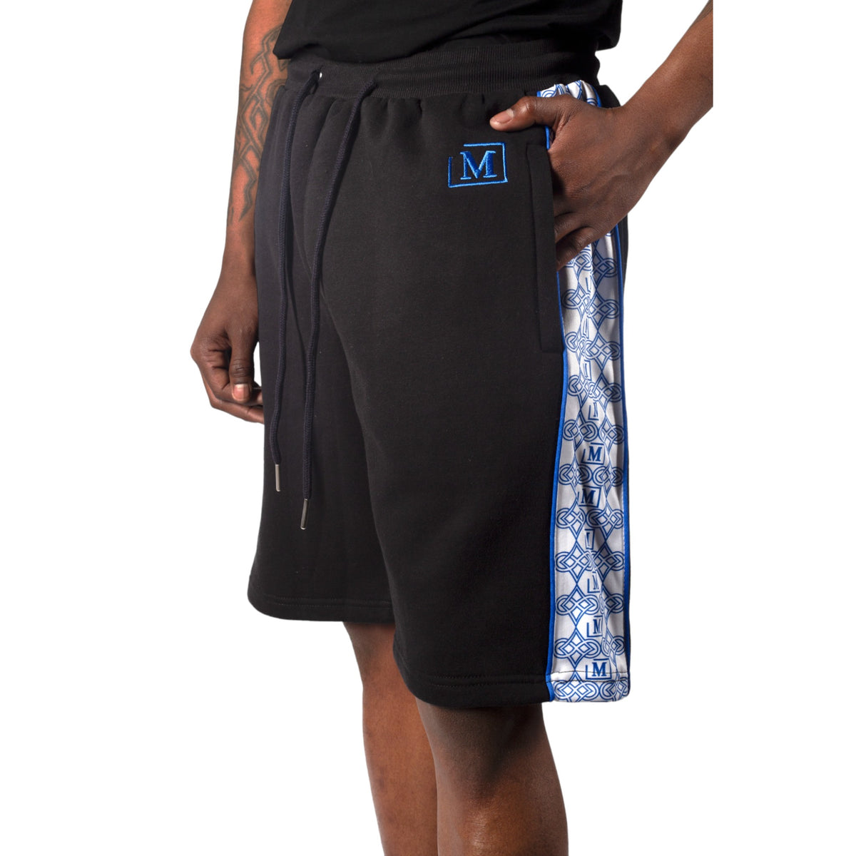 MDB Brand Men's Fleece Monogram Logo Tape Shorts