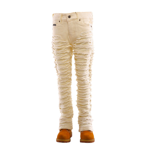 MDB Brand Kid's Dual Color Distressed Stacked Denim Jeans