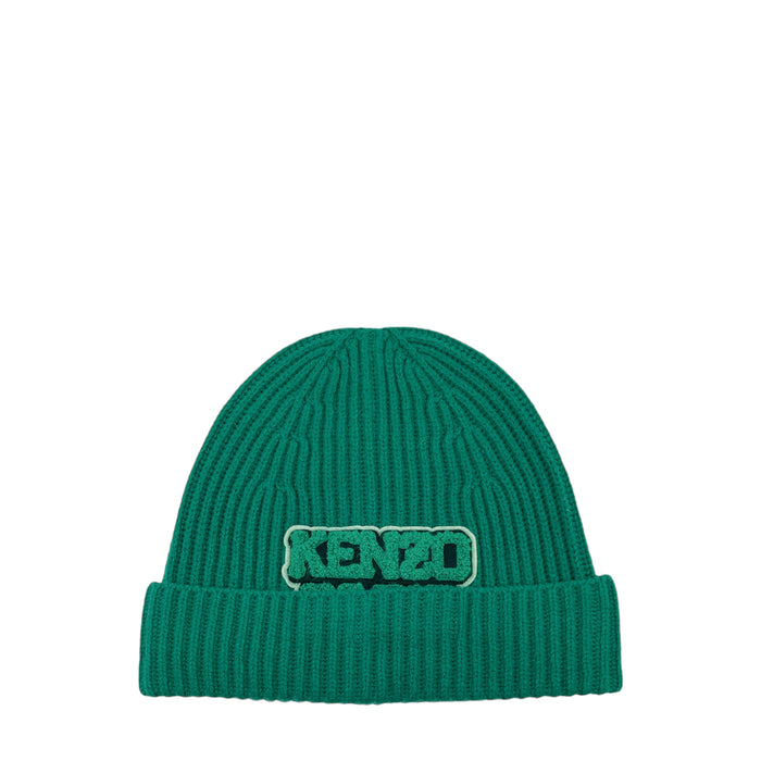 Kenzo Paris Chenille Logo Ribbed Wool Beanie