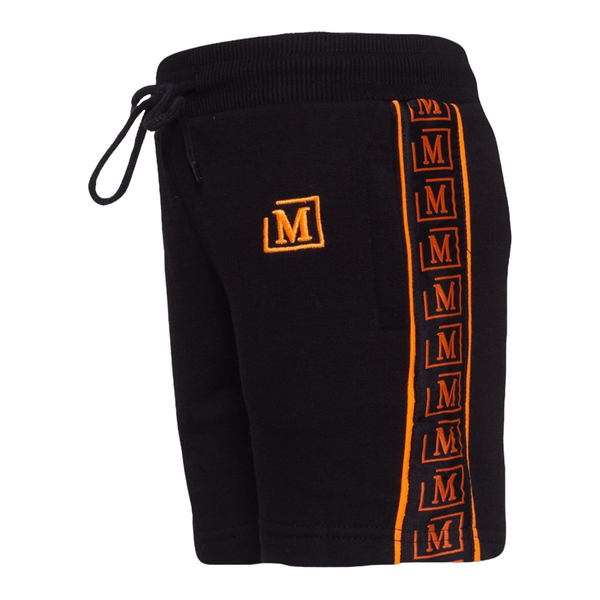 MDB Brand Kids Logo Tape Shorts - Black w/ Neon Logo