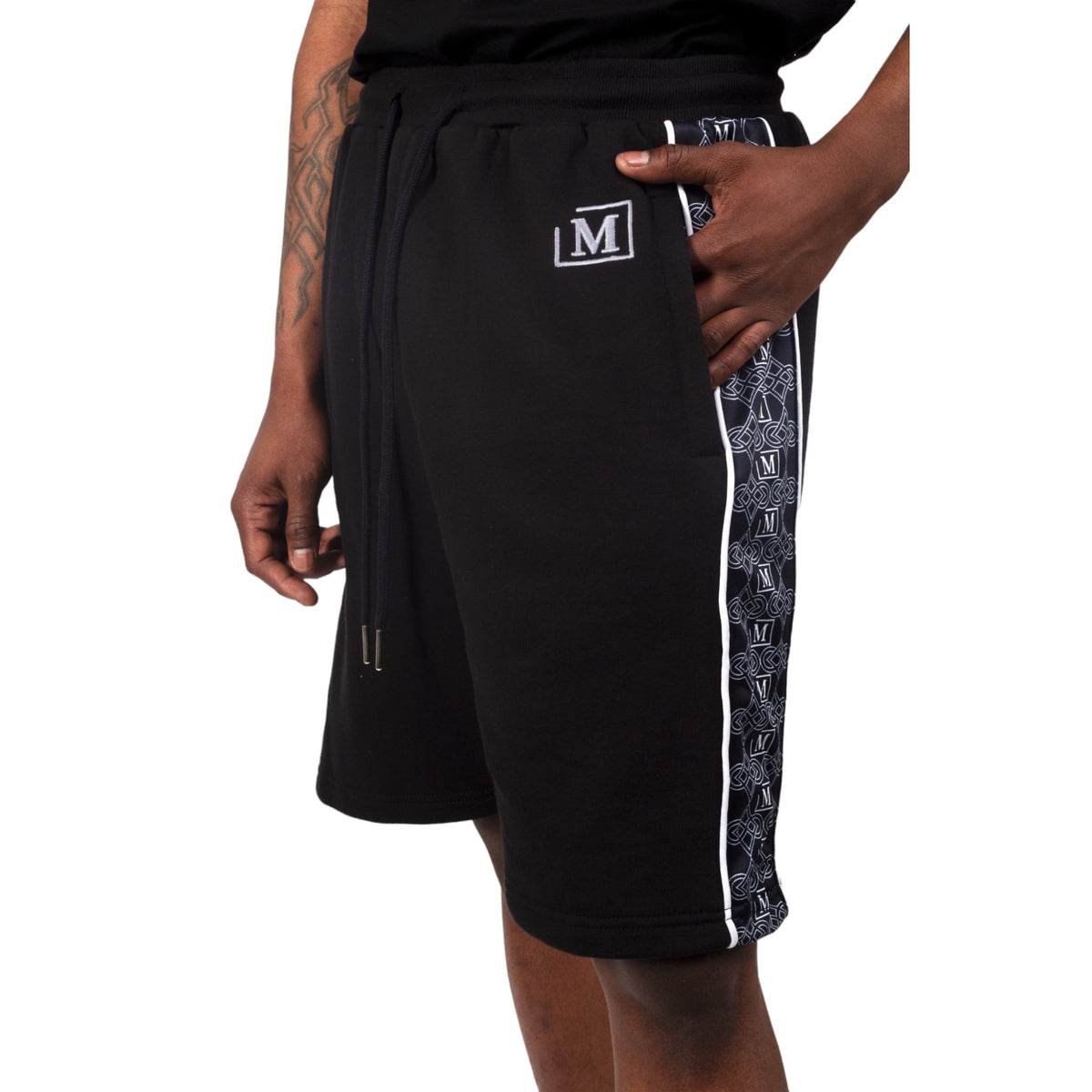 MDB Brand Men's Fleece Monogram Logo Tape Shorts