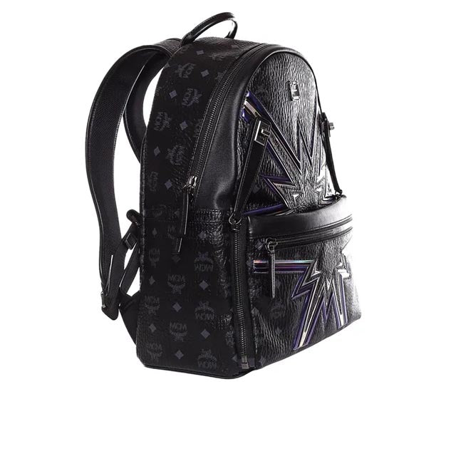 MCM Dual Stark Cyber Flash Backpack in Black Visetos Maison de Bouchard