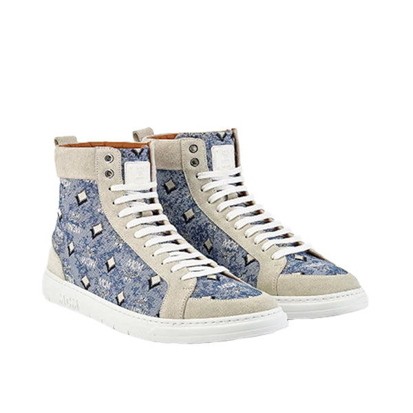 MCM Men's Terrain Hi Sneakers in Vintage Jacquard Monogram