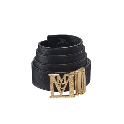 MCM Mena Textured M Reversible Belt 1.5" In Visetos