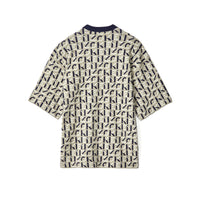 Kenzo Paris Intarisa Oversized Monogram SS Men's Knit Shirt Dove Grey