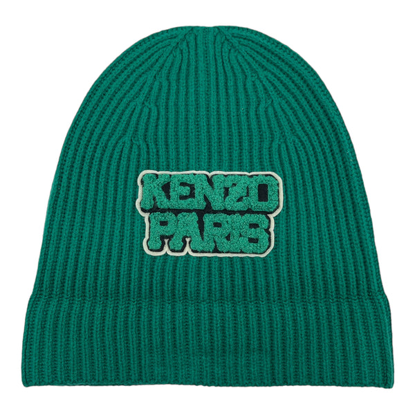 Kenzo Paris Chenille Logo Ribbed Wool Beanie