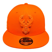 New Era Milwaukee Bucks Custom Monochrome 9Fifty Snapback Baseball Cap - Neon Orange