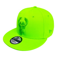 New Era Milwaukee Bucks Custom Monochrome 9Fifty Snapback Baseball Cap - Neon Green