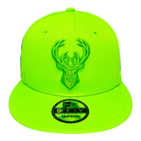 New Era Milwaukee Bucks Custom Monochrome 9Fifty Snapback Baseball Cap - Neon Green