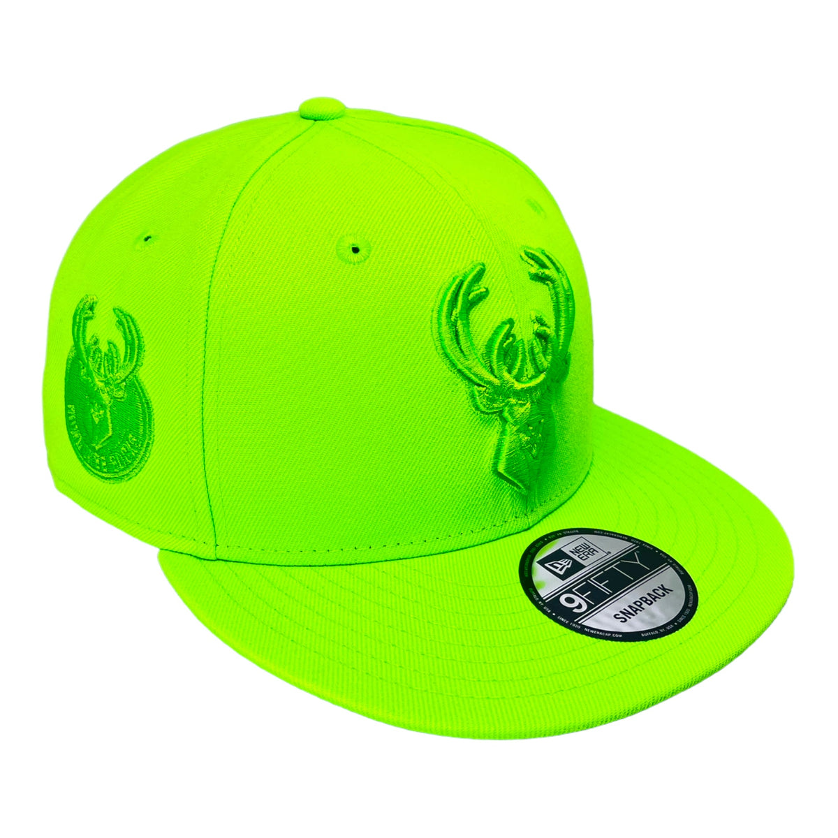 New Era Milwaukee Bucks Custom Monochrome 9Fifty Snapback Baseball Cap - Neon Green